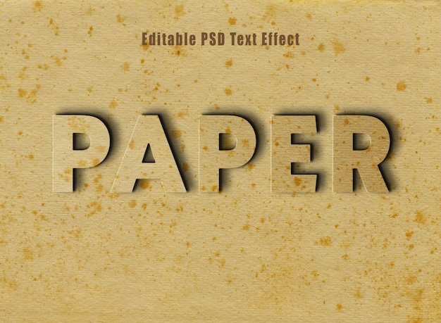 Efecto de texto de papel antiguo PSD Efecto de estilo de texto de papel