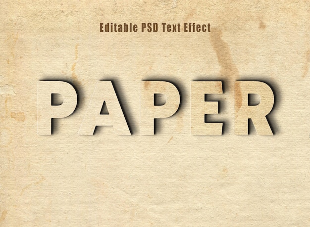 Efecto de texto de papel antiguo psd efecto de estilo de texto de papel