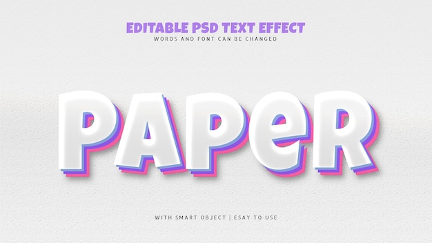 Efecto de texto de papel blanco