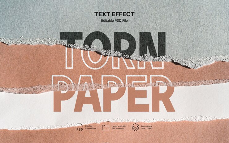 Efecto de texto de papel rasgado