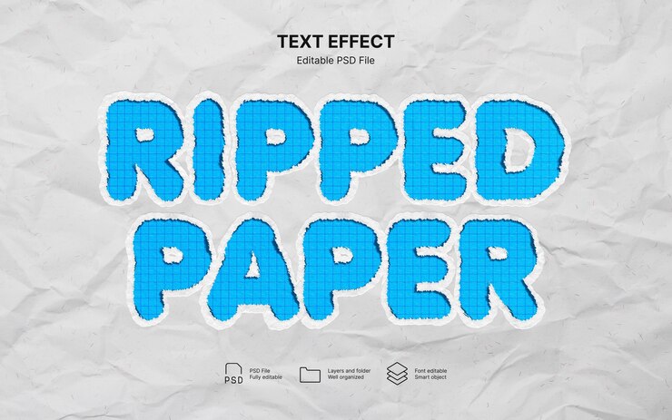 PSD efecto de texto de papel roto