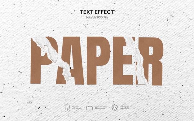 PSD efecto de texto de papel roto