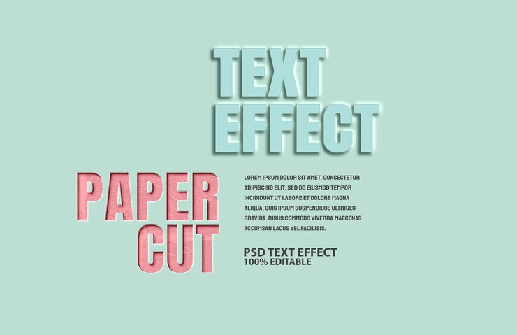 efecto de texto papercut psd
