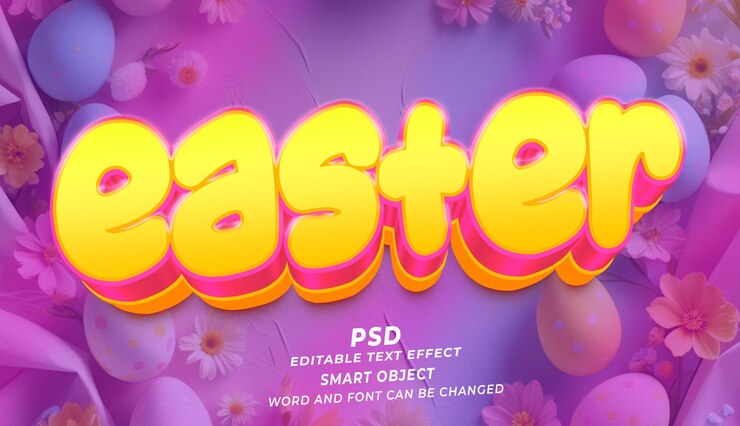 PSD efecto de texto de pascua con letras de burbuja 3d
