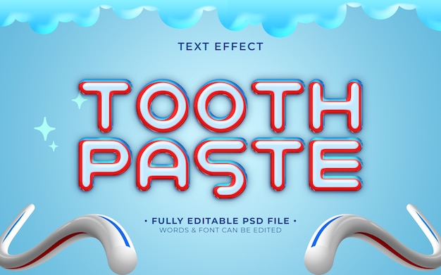 Efecto de texto de pasta de dientes