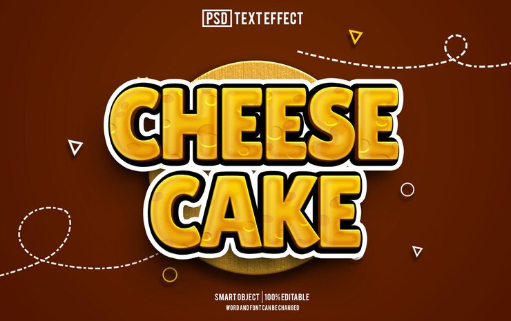 PSD efecto de texto de pastel de queso fuente tipografía editable texto 3d