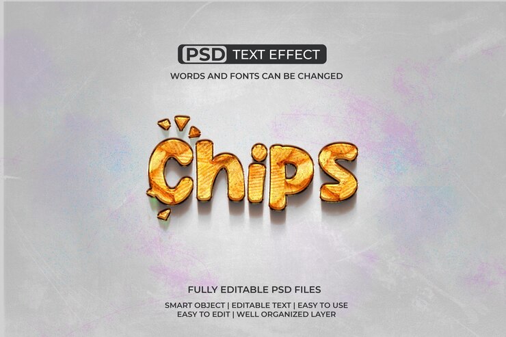 PSD efecto de texto de patatas fritas