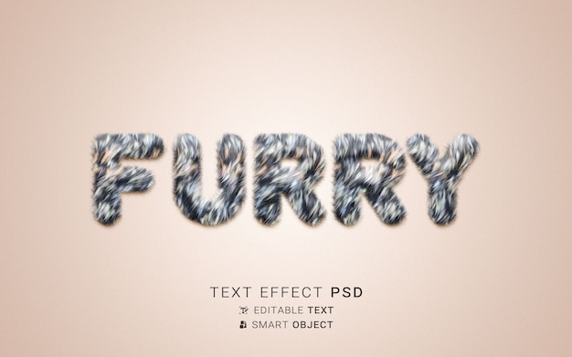 PSD efecto de texto peludo creativo.