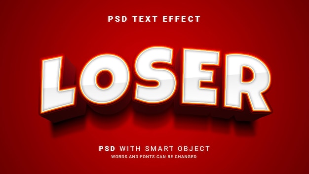 PSD efecto de texto perdedor 3d