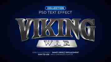 PSD efecto de texto personalizado 3d de guerras vikingas