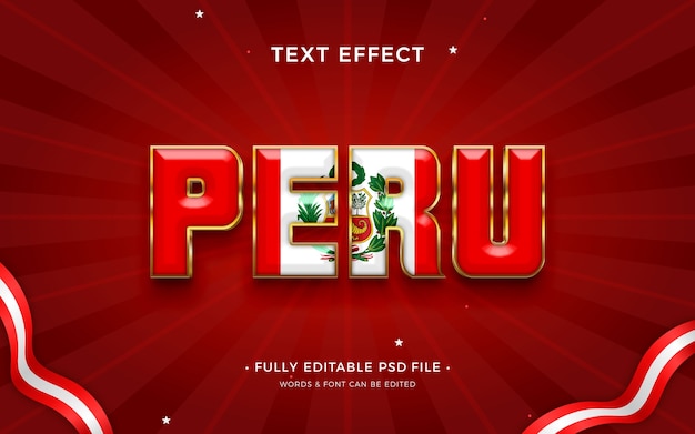 PSD efecto de texto de perú