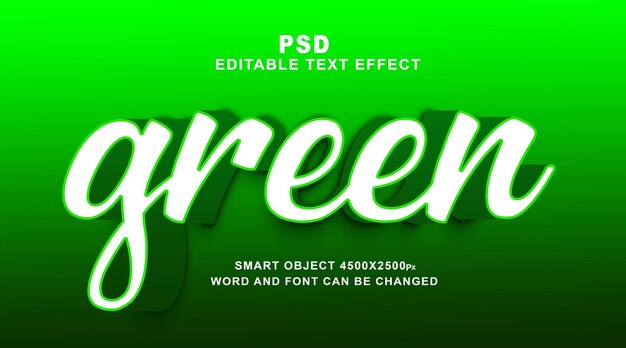 Efecto de texto de photoshop editable 3d verde con fondo lindo