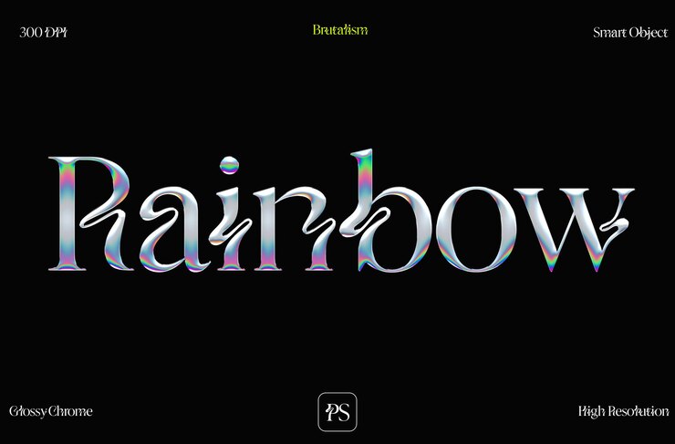 PSD efecto de texto de photoshop de tipo fx de cromo brillante de y2k