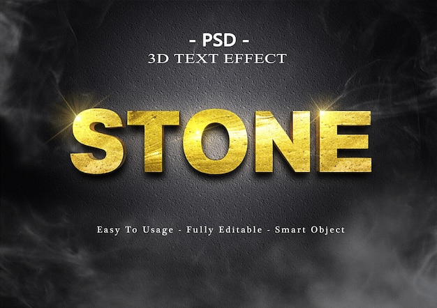 Efecto de texto de piedra 3d