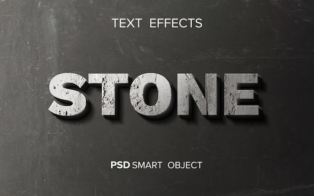 PSD efecto de texto de piedra abstracta