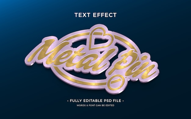 Efecto de texto de pin de metal