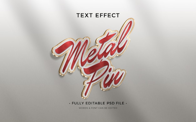 Efecto de texto de pin de metal