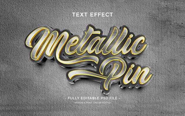 PSD efecto de texto de pin de metal