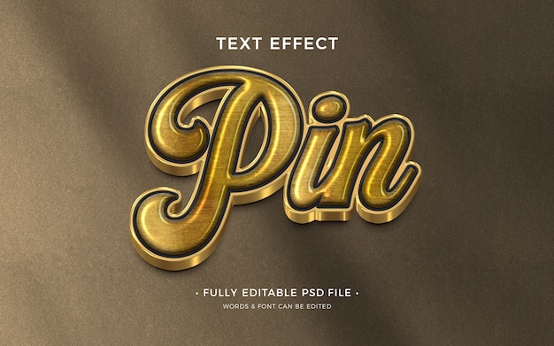 Efecto de texto de pin de metal