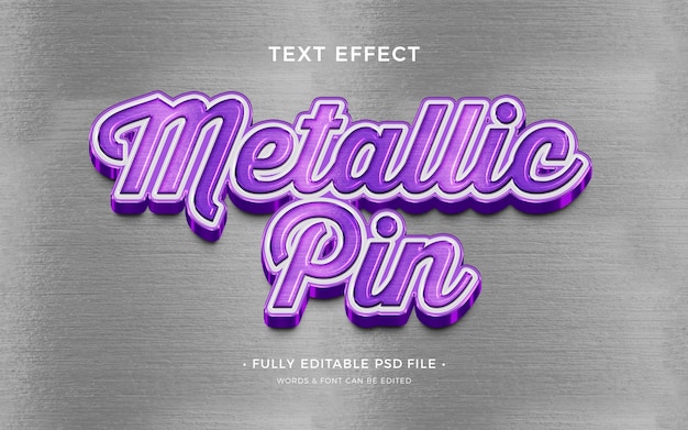 PSD efecto de texto de pin de metal