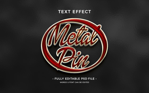 PSD efecto de texto de pin de metal