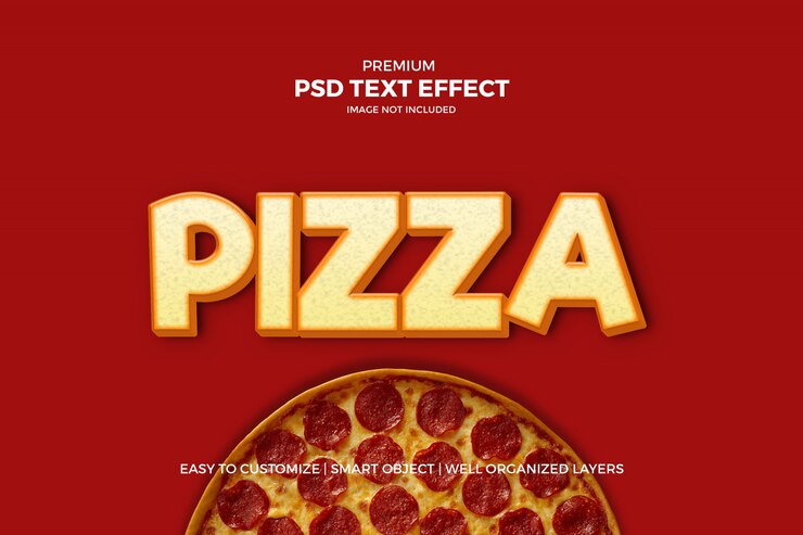PSD efecto de texto de pizza
