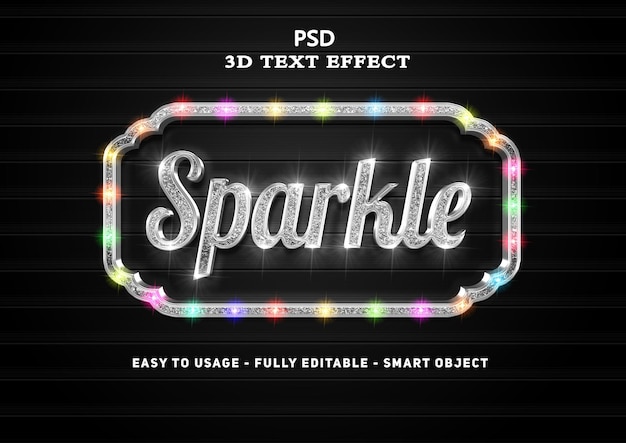 Efecto de texto plateado brillante 3d