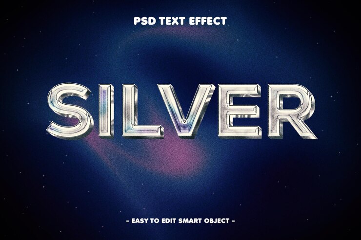 PSD efecto de texto plateado estilo de texto de color editable
