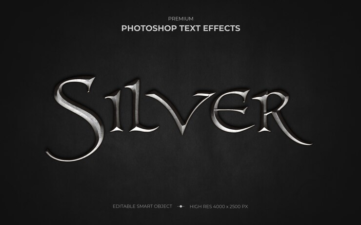 PSD efecto de texto plateado