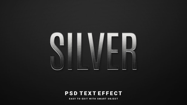 PSD efecto de texto plateado