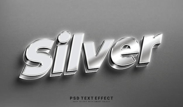 PSD efecto de texto plateado