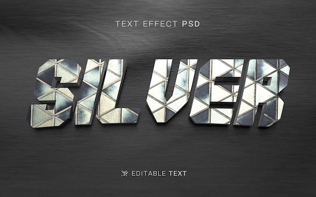 PSD efecto de texto plateado