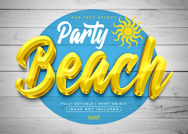 Efecto de texto de playa de estilo 3d