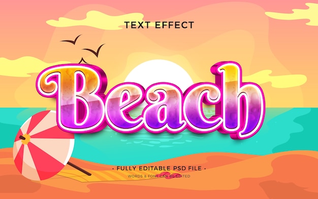 PSD efecto de texto de playa