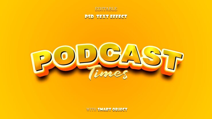 PSD efecto de texto de podcast de psd