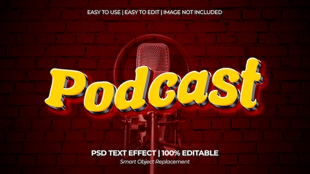 PSD efecto de texto de podcast