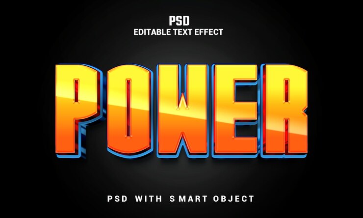 PSD un efecto de texto poderoso con psd en la parte inferior.
