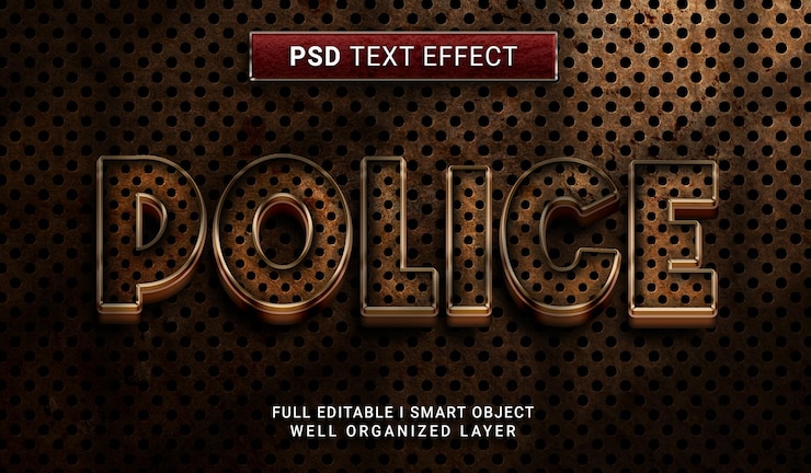 PSD efecto de texto policial