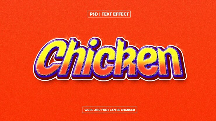 PSD efecto de texto de pollo estilo de texto de gradiente editable