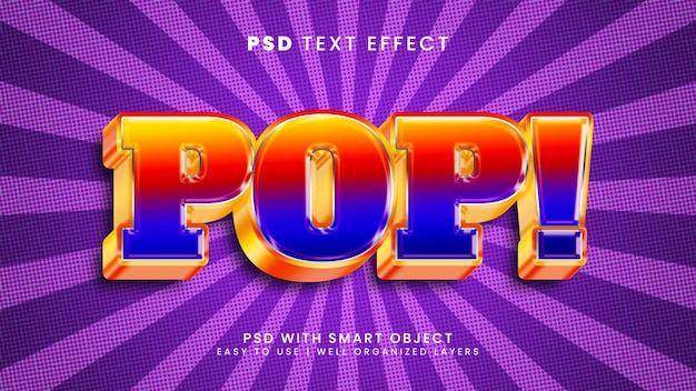 PSD efecto de texto pop art editable estilo de texto retro y vintage