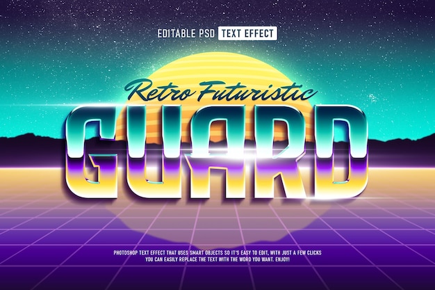 PSD efecto de texto pop retro futurista de los 80