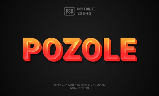 PSD efecto de texto de pozole creativo psd