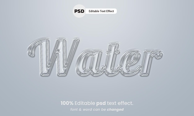 Efecto de texto premium editable 3d de agua