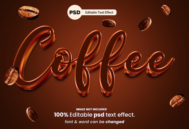 Efecto de texto premium editable 3d de café