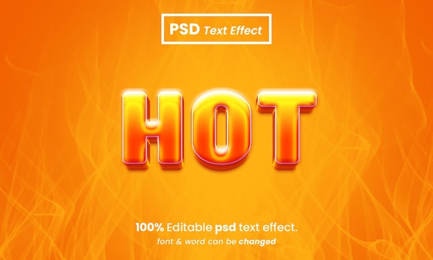 PSD efecto de texto premium editable en 3d caliente con fondo