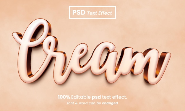 PSD efecto de texto premium editable 3d crema