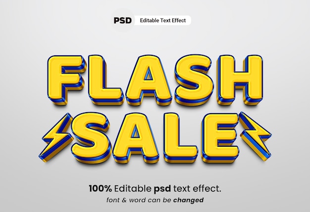 Efecto de texto premium editable 3d de venta flash