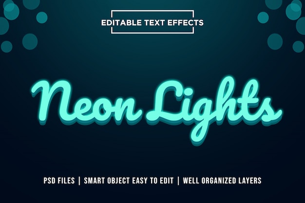 Efecto de texto premium de luces de neón 3d