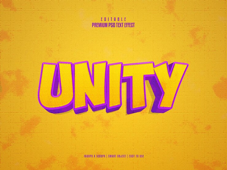 PSD efecto de texto premium totalmente editable de unity
