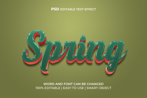 Efecto de texto de primavera 3d